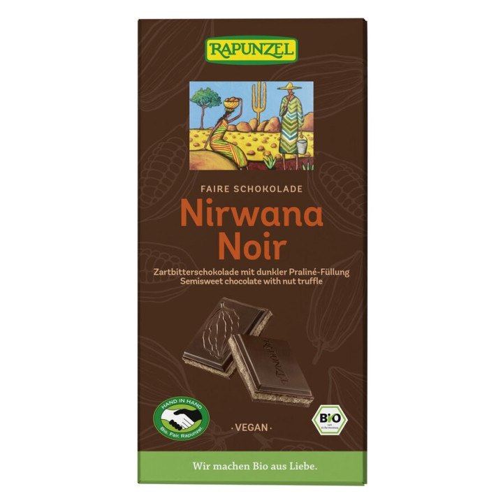 Czekolada Gorzka z Nadzieniem Pralinowym Nirwana BIO 100 g - Rapunzel 