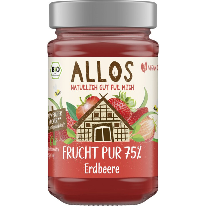 Mus Truskawkowy 75% Owoców BIO 250 g - Allos - Ekochatka