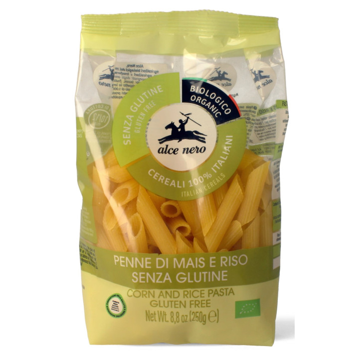 Makaron Bezglutenowy Penne Kukurydziano-Ryżowe BIO 250 g - Alce Nero -
