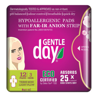 Podpaski Higieniczne Mini z Paskiem Anionowym 12 szt. - Gentle Day - E