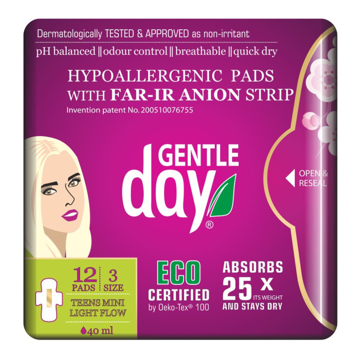 Podpaski Higieniczne Mini z Paskiem Anionowym 12 szt. - Gentle Day - E