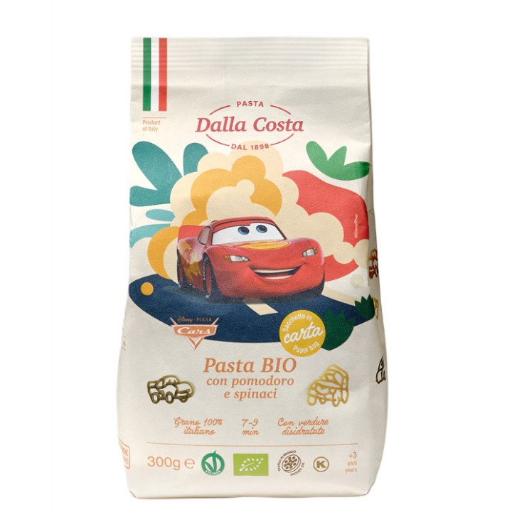 Makaron (Semolinowy Trójkolorowy) Disney Auta BIO 300g | DALLA COSTA - Ekochatka