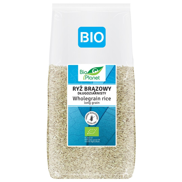 Ryż Brązowy Długoziarnisty Bezglutenowy BIO 500 g - Bio Planet - Ekoch
