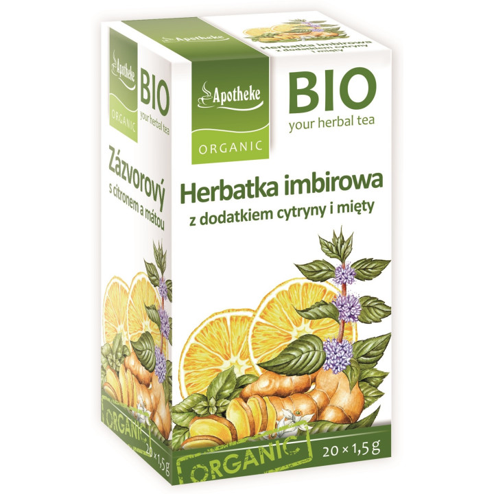 Herbatka Imbirowa z Cytryną i Miętą BIO 30 g 20 Saszetek - Apotheke - 