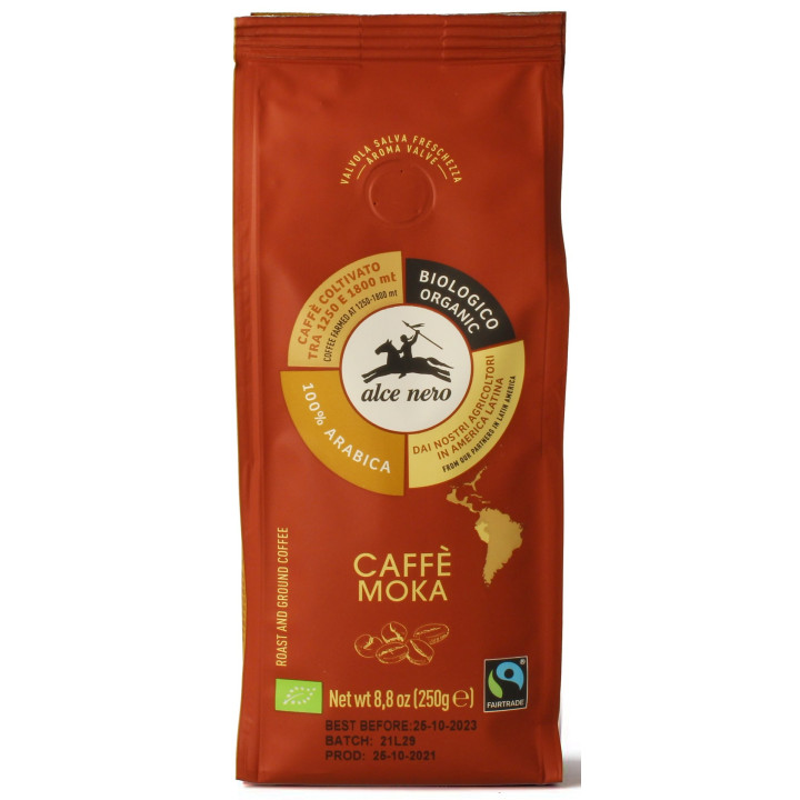 Kawa Mielona Arabica 100% Moka BIO 250 g - Alce Nero - Ekochatka