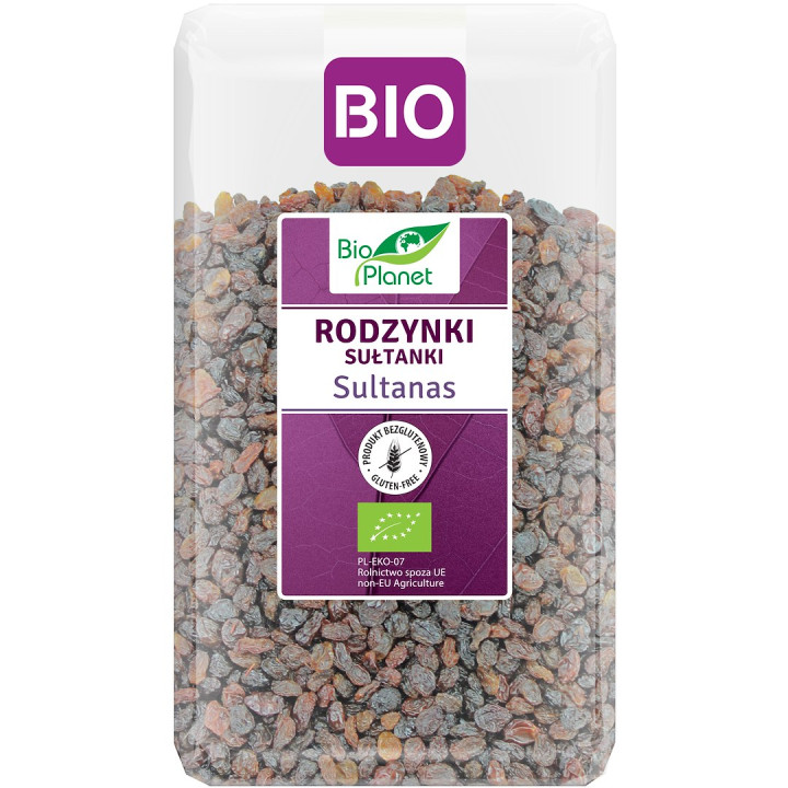 Rodzynki Sułtanki Bezglutenowe BIO 1 kg - Bio Planet - Ekochatka