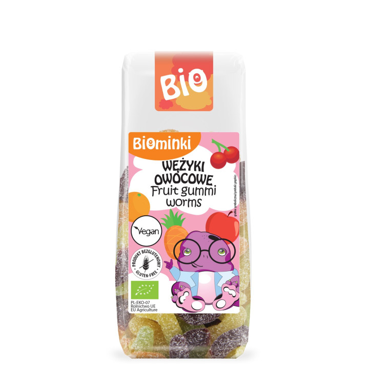 Wężyki Owocowe Bez Żelatyny Bezglutenowe BIO 100 g - Biominki - Ekocha