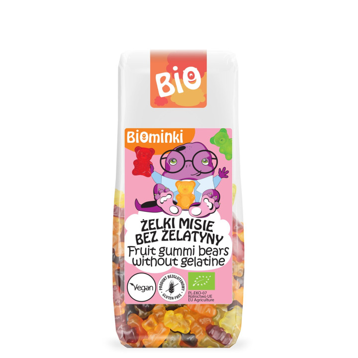 Żelki Misie Bez Żelatyny Bezglutenowe BIO 100 g - Biominki - Ekochatka