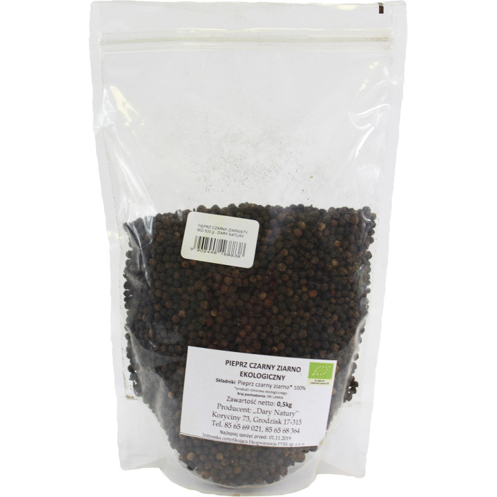 Pieprz Czarny Ziarnisty BIO 500 g Horeca - Dary Natury - Ekochatka