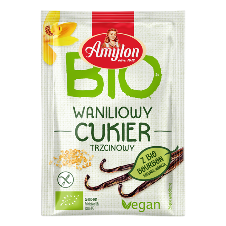 Cukier z Wanilią Bourbon Bezglutenowy BIO 20 g - Amylon - Ekochatka