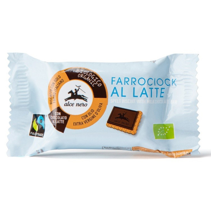Herbatniki Orkiszowe z Czekolada Mleczna Fair Trade BIO 28 g - Alce Ne