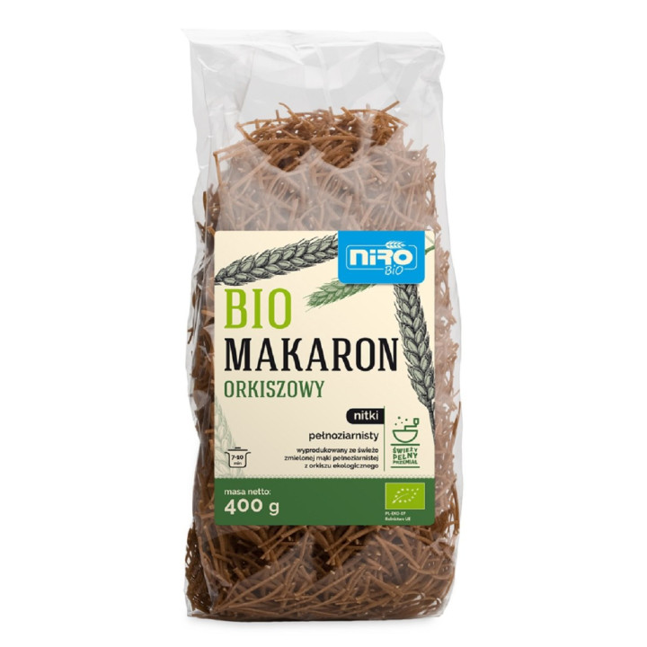 Makaron Orkiszowy Razowy Nitki BIO 400 g - Niro - Ekochatka