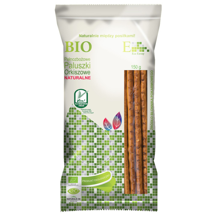 Paluszki Orkiszowe Pełnoziarniste Naturalne BIO 150 g - Envoy - Ekocha