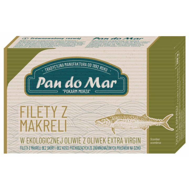 Makrela Filety w Oliwie z Oliwek Extra Virgin BIO 120 g - Pan do Mar -