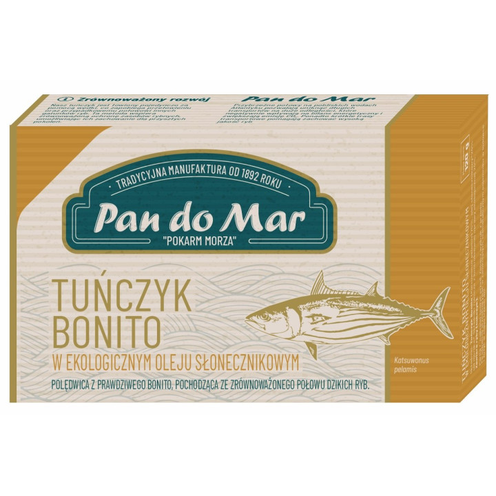 Tunczyk Bonito w Oleju Slonecznikowym BIO 120 g - Pan do Mar - Ekochat