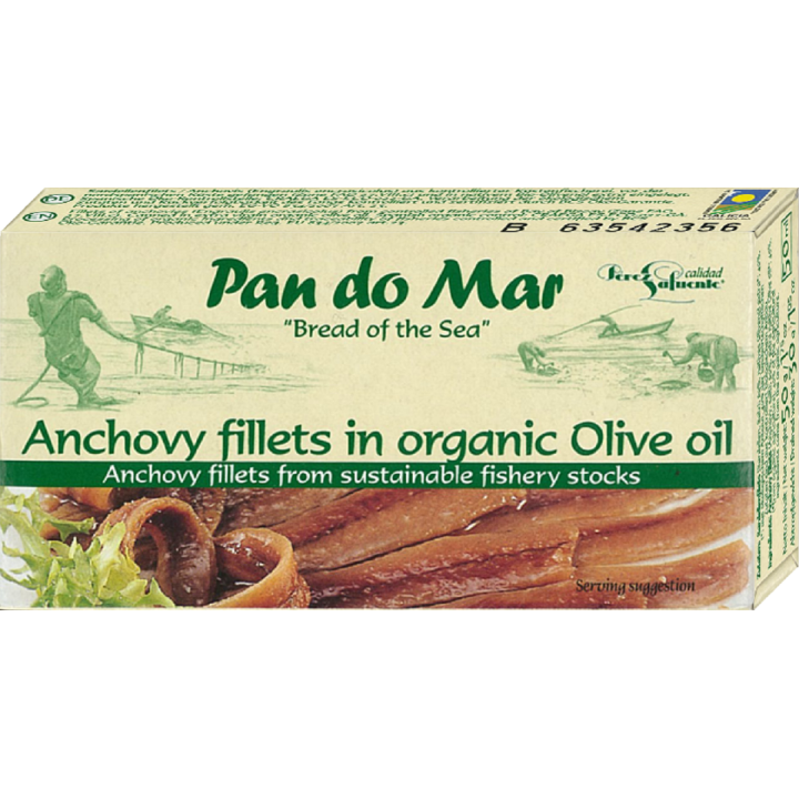 Filety z Anchois w Oliwie z Oliwek Extra Virgin BIO 50 g - Pan do Mar 
