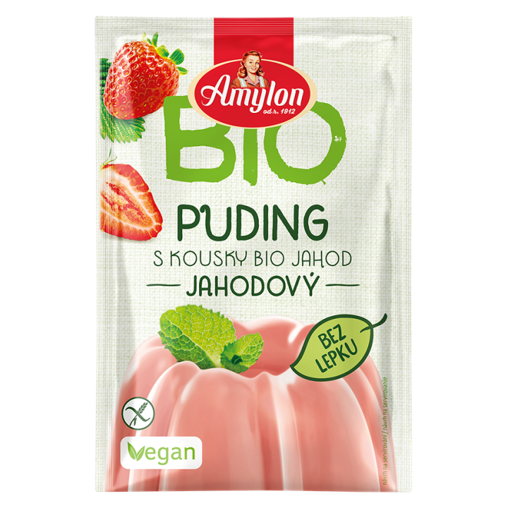 Budyń Truskawkowy Bezglutenowy BIO 40 g - Amylon - Ekochatka