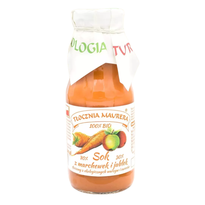 Sok Marchewkowy z Jabłkiem Tłoczony NFC BIO 300 ml - Tłocznia Maurera 