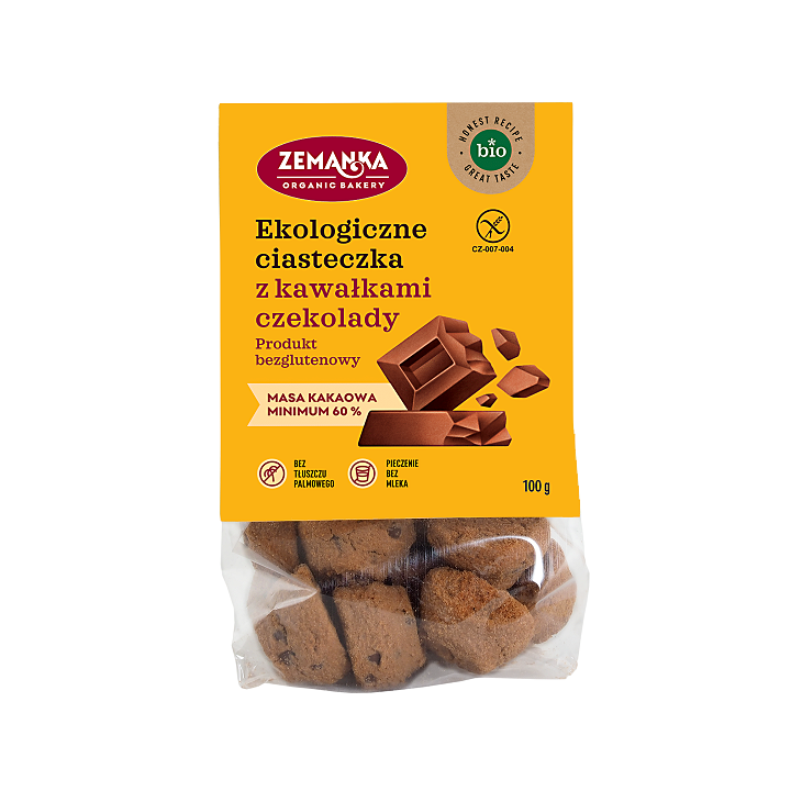 Ciastka z Czekolada Bezglutenowe BIO 100 g - Zemanka - Ekochatka
