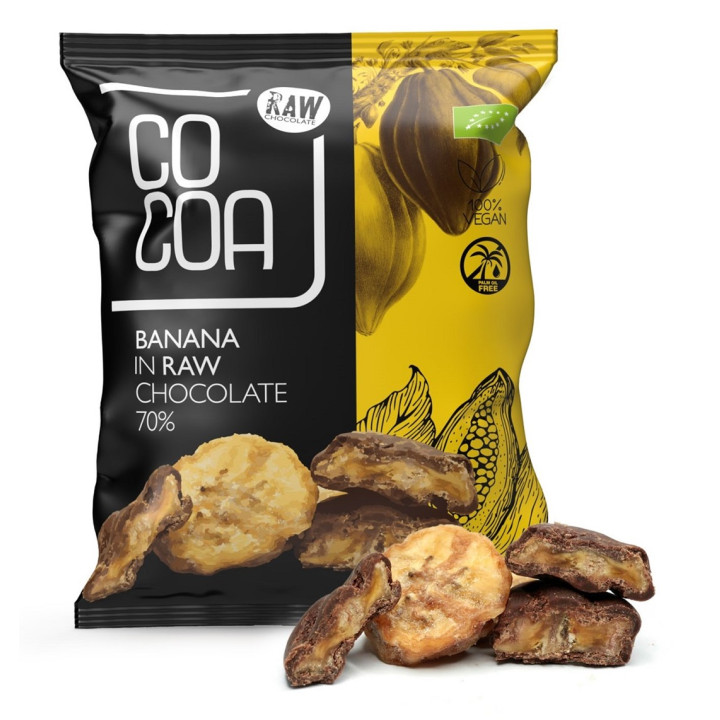 Banany w Czekoladzie Surowej BIO 70 g - Cocoa - Ekochatka