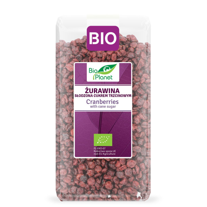 Żurawina Suszona z Cukrem Trzcinowym BIO 1 kg - Bio Planet - Ekochatka