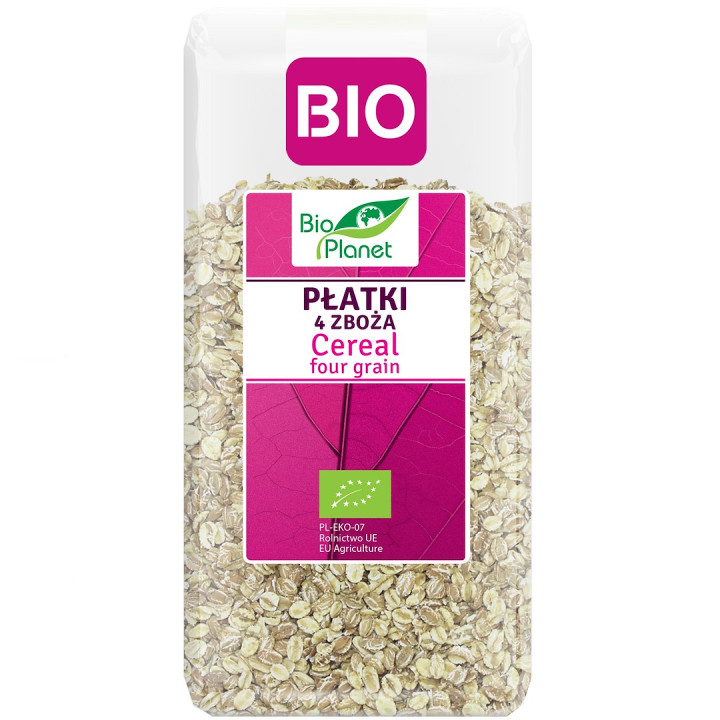 Płatki 4 Zboża Orkisz Owies Jęczmień Żyto BIO 300 g - Bio Planet - Eko