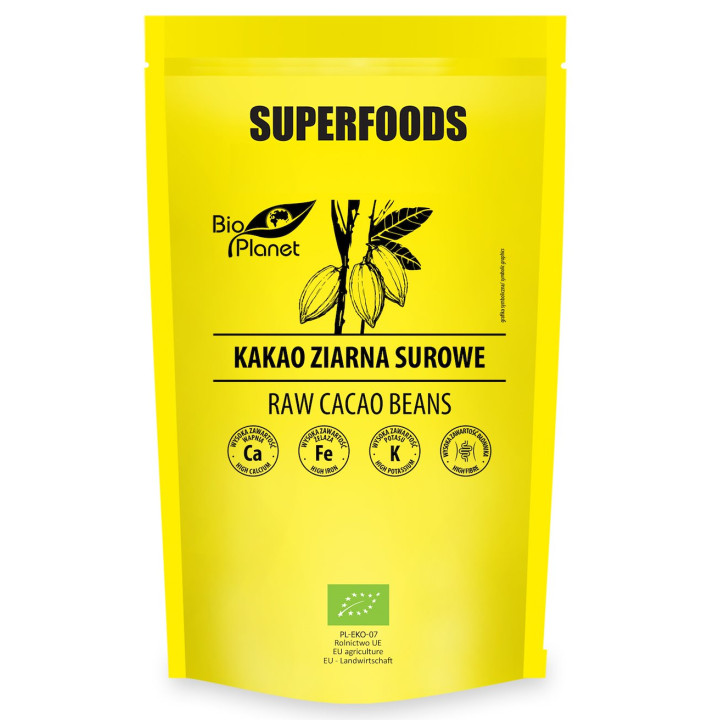 Surowe Ziarna Kakao BIO 200 g - Bio Planet Superfoods - Ekochatka