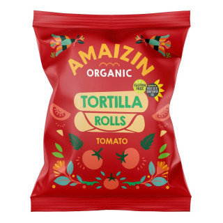 Chipsy Tortilla Kukurydziane Pomidorowe Bezglutenowe BIO 100 g - Amaiz
