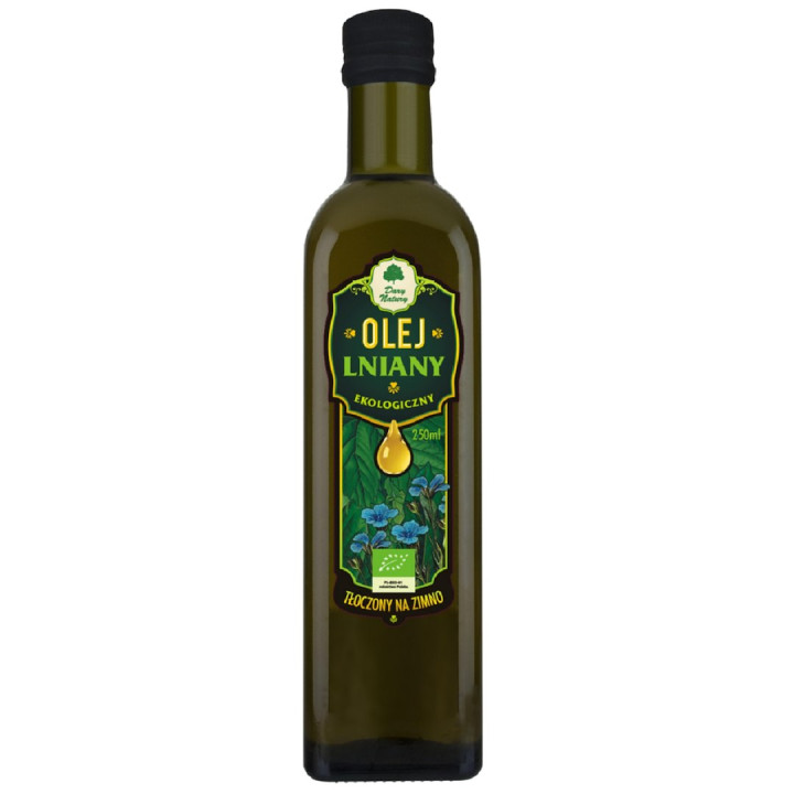 Olej Lniany Tłoczony na Zimno BIO 250 ml - Dary Natury - Ekochatka