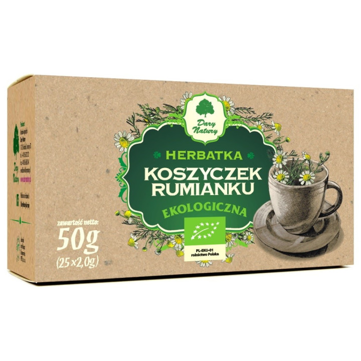 Herbatka Rumiankowa z Koszyczków BIO 25 Saszetek 50 g - Dary Natury - 