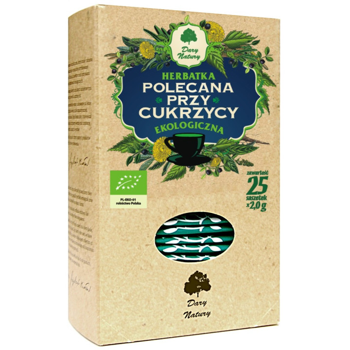 Herbatka Przy Cukrzycy BIO 50 g 25 Saszetek - Dary Natury - Ekochatka
