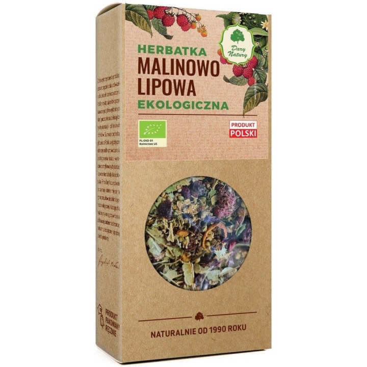 Herbatka Malinowo-Lipowa BIO 80 g - Dary Natury - Ekochatka
