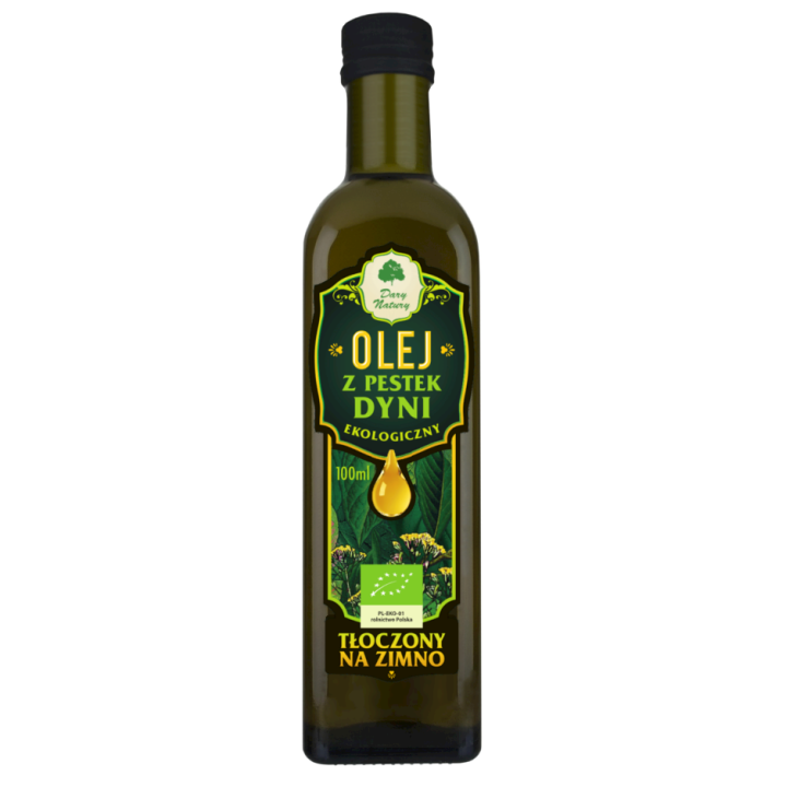 Olej z Pestek Dyni Tłoczony na Zimno BIO 100 ml - Dary Natury - Ekocha