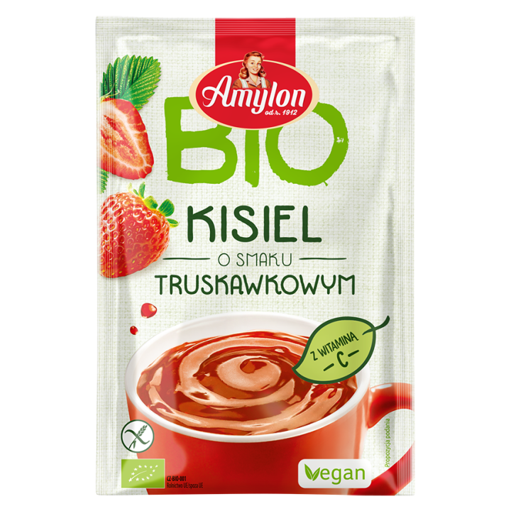 Kisiel Truskawkowy Instant Bezglutenowy BIO 30 g - Amylon - Ekochatka