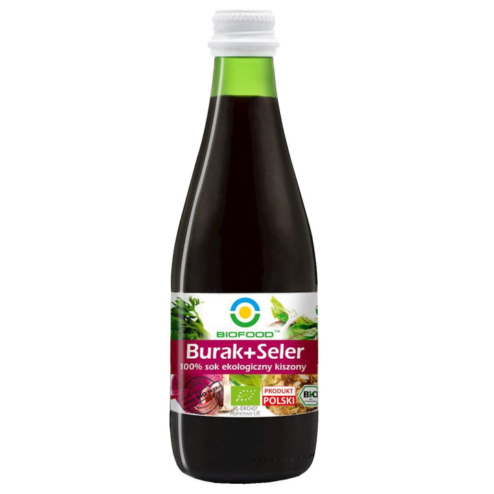 Sok z Buraków i Selerów Kiszonych NFC Bezglutenowy BIO 300 ml - Biofoo