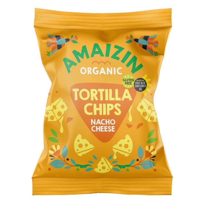 Chipsy Tortilla Kukurydziane Serowe Bezglutenowe BIO 150 g - Amaizin -
