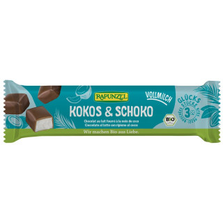 Batoniki Kokosowe w Czekoladzie Mlecznej BIO 50 g - Rapunzel - Ekochat