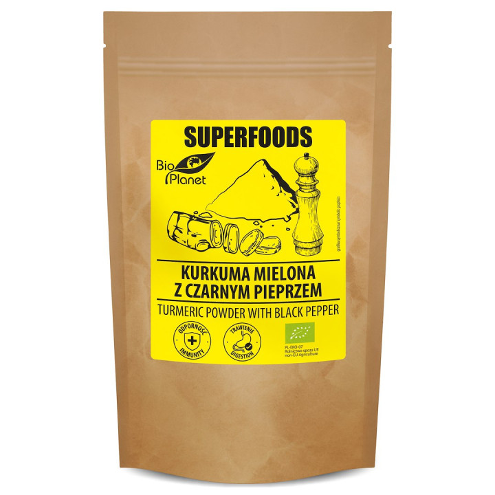 Kurkuma Mielona z Czarnym Pieprzem BIO 200 g - Bio Planet - Ekochatka