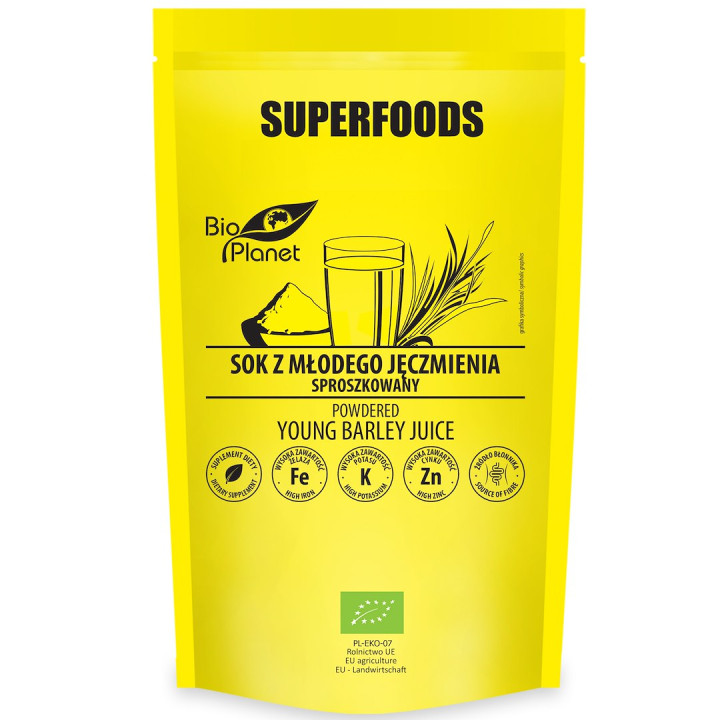 Sok z Młodego Jęczmienia Sproszkowany BIO 150 g - Bio Planet - Ekochat