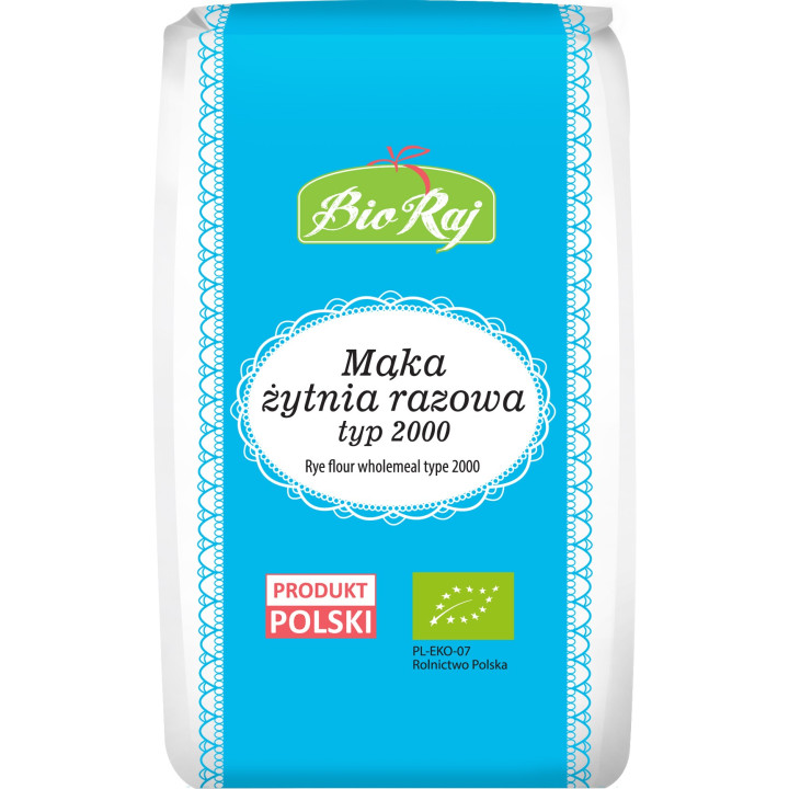 Mąka Żytnia Razowa Typ 2000 BIO 1 kg - Bio Raj - Ekochatka