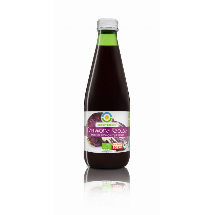 Sok z Czerwonej Kapusty Kiszonej NFC Bezglutenowy BIO 300 ml - Bio Foo