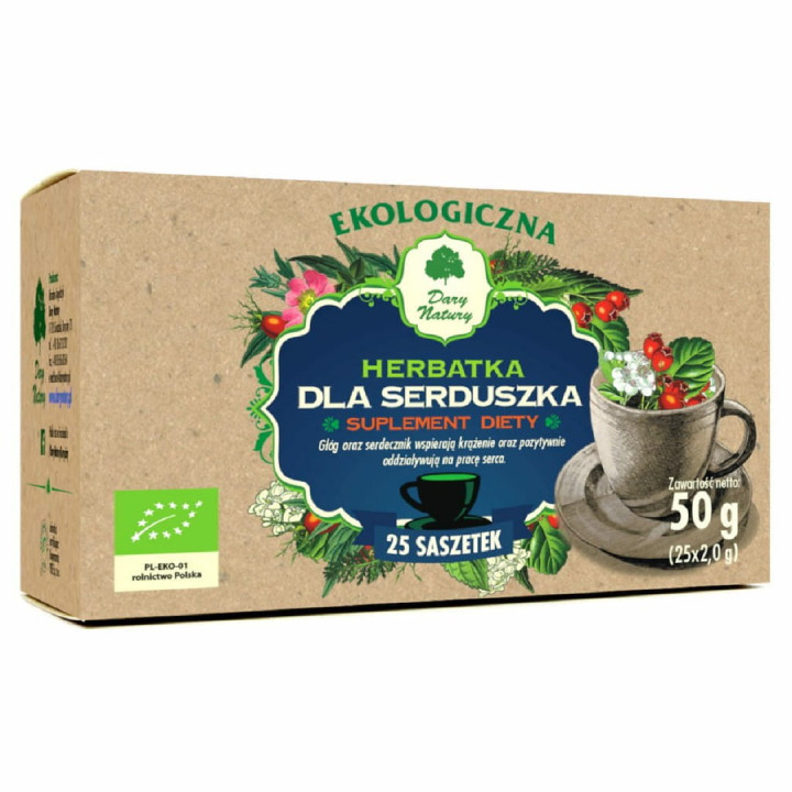 Herbatka Dla Serduszka z Głogiem BIO 50 g - Dary Natury - Ekochatka