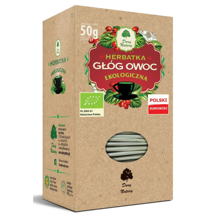 Herbatka z Owocu Głogu BIO 25 Saszetek 50 g - Dary Natury - Ekochatka