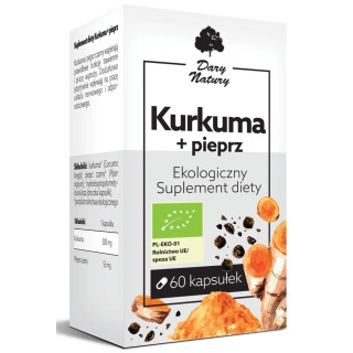 Kurkuma z Czarnym Pieprzem BIO 60 Kapsułek - Dary Natury - Ekochatka