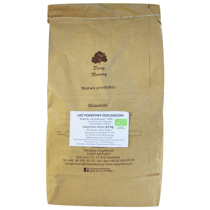 Herbatka Liść Pokrzywy BIO 500 g - Dary Natury - Ekochatka