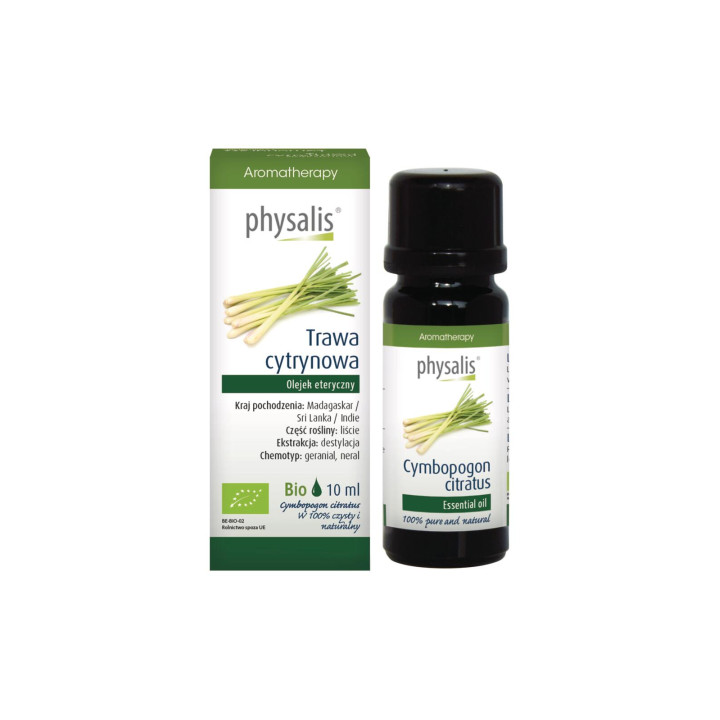 Olejek Eteryczny Trawa Cytrynowa Lemongrass BIO 10 ml - Physalis - Eko