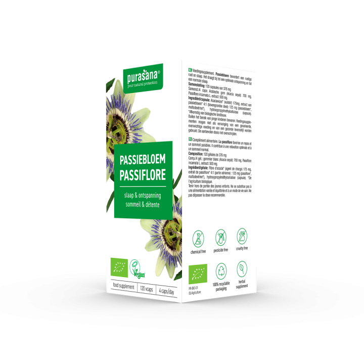 Passiflora Ekstrakt 125 mg BIO 120 Kapsułek - Purasana - Ekochatka