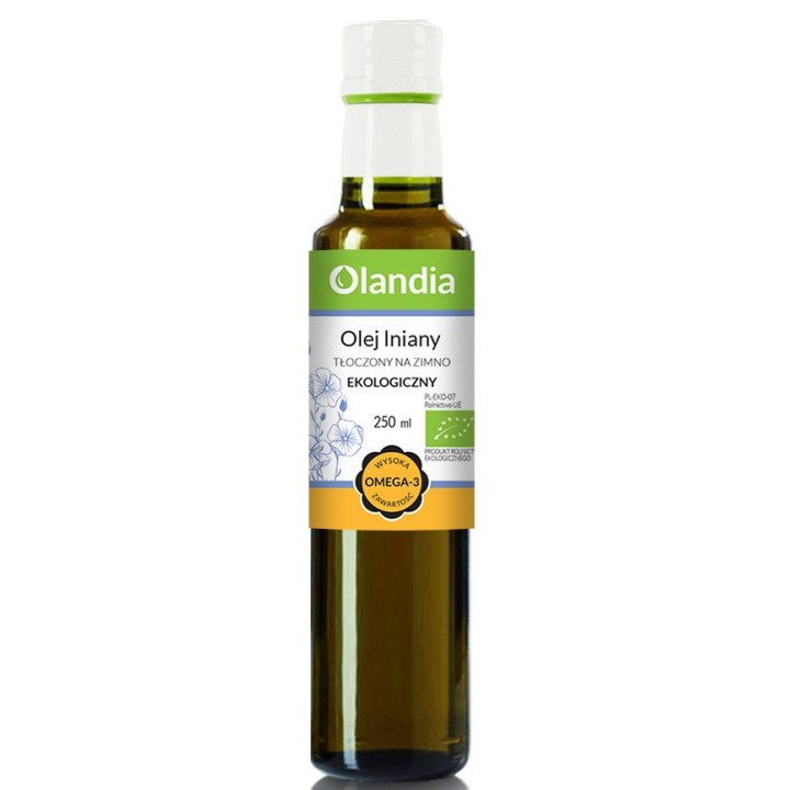 Olej Lniany Tloczony na Zimno BIO 250 ml - Olandia - Ekochatka