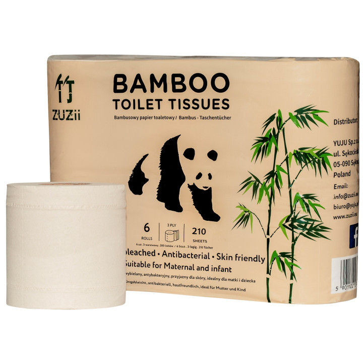 Papier Toaletowy Bambusowy 3-Warstwowy 6 Rolek - Zuzii - Ekochatka