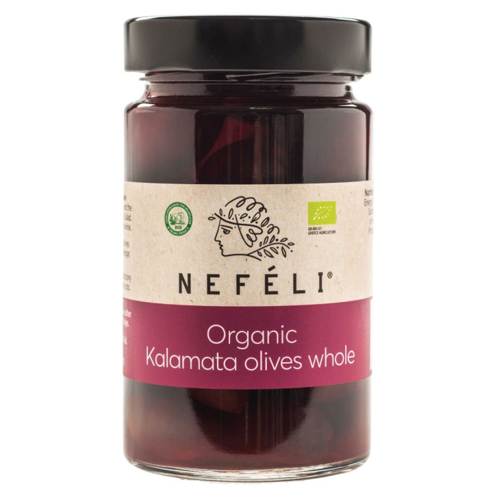 Oliwki Czarne Kalamata z Pestką w Zalewie BIO 300 g - Nefeli - Ekochat
